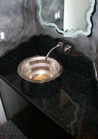 Glass Counter with a sandblast Frosted Glass Patterns Design Custom-Designed Decorative Etched Glass