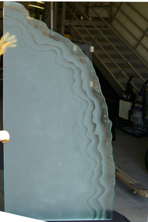 Shower Partition with Frosted Glass Edges Shoreline Beach Edge Design by Sans Soucie