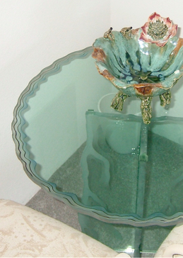 Glass Coffee Table with Frosted Glass Edges Iceberg Thin Edge Design by Sans Soucie