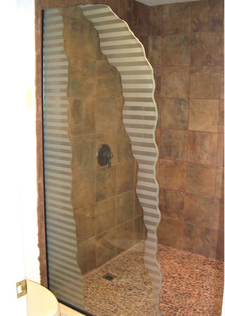 Shower Partition with sandblast Frosted Glass Design Art Glass Featuring Sandblast Etched Glass by Sans Soucie