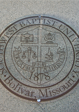 Glass Sign featuring Frosted Glass Design Etched Glass by Sans Soucie Art Glass with Custom Logos Design Southwest Baptist University (similar look)