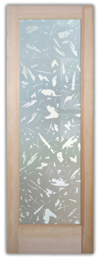 Interior Door with a Frosted Glass Spatter Patterns Design for Private by Sans Soucie Art Glass