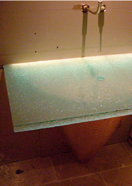Art Glass Edge Lit Glass Featuring Sandblast Frosted Glass by Sans Soucie for Private with Shattered Glass Shattered Glass Reg Clear Thick Vanity Design