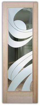 Front Door with a Frosted Glass Streamers Geometric Design for Not Private by Sans Soucie Art Glass