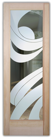 Front Door with a Frosted Glass Streamers Geometric Design for Semi-Private by Sans Soucie Art Glass