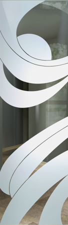 Door Glass Insert with a Frosted Glass Streamers Geometric Design for Semi-Private by Sans Soucie Art Glass