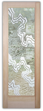 Front Door with a Frosted Glass Streams Abstract Design for Semi-Private by Sans Soucie Art Glass