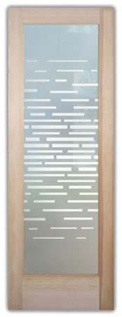 Interior Door with Frosted Glass Geometric Strips Expanded Design by Sans Soucie