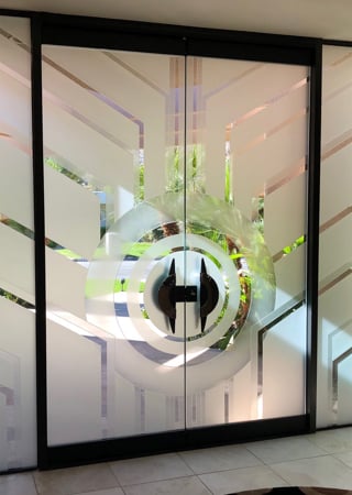 All Glass Front Door with sandblast Frosted Glass Design Art Glass Featuring Sandblast Etched Glass by Sans Soucie
