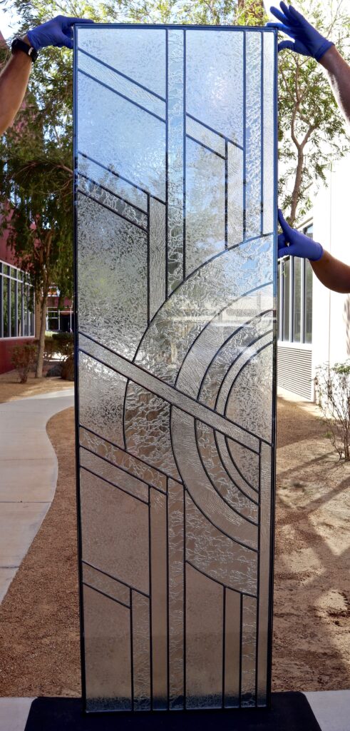 Glass inserts for front doors from Sans Soucie Art Glass.