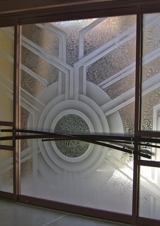 All Glass Front Door with Frosted Glass Geometric Sun Odyssey X Design by Sans Soucie