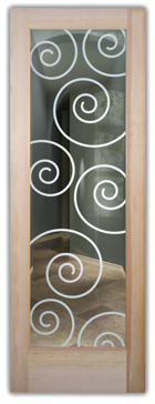 Interior Door with a Frosted Glass Swirls Geometric Design for Not Private by Sans Soucie Art Glass