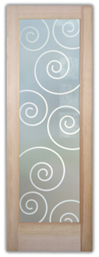 Front Door with a Frosted Glass Swirls Geometric Design for Private by Sans Soucie Art Glass