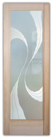 Interior Door with a sandblast Frosted Glass Abstract Design Custom-Designed Decorative Etched Glass