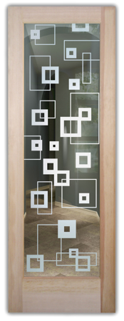 Front Door featuring Frosted Glass Design Etched Glass by Sans Soucie Art Glass with Custom Geometric Design Synergy