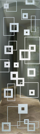 Door Glass Insert featuring Frosted Glass Design Etched Glass by Sans Soucie Art Glass with Custom Geometric Design Synergy