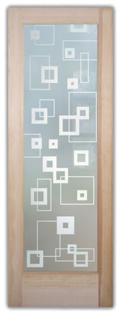 Interior Door featuring Frosted Glass Design Etched Glass by Sans Soucie Art Glass with Custom Geometric Design Synergy