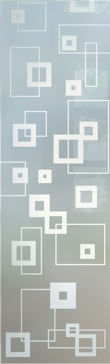 Handcrafted Etched Glass Interior Insert by Sans Soucie Art Glass with Custom Geometric Design Called Synergy Creating Private