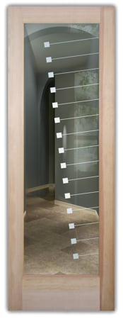 Front Door featuring a Frosted Glass Geometric Design Sandblast Etched Glass Tilt Design by Sans Soucie