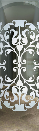 Door Glass Insert with a Frosted Glass Toulouse Traditional Design for Semi-Private by Sans Soucie Art Glass