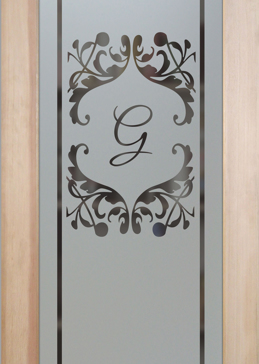 Pantry Door with a Frosted Glass Toulouse Monogram Traditional Design for Semi-Private by Sans Soucie Art Glass