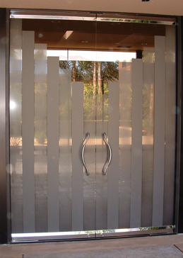 Exterior Glass Door with Frosted Glass Geometric Towers Design by Sans Soucie