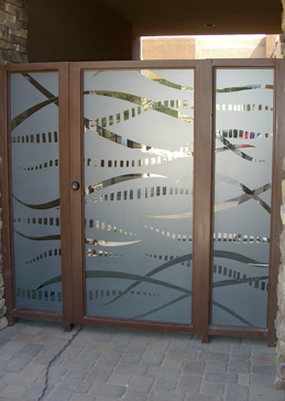 Gate Insert with a Frosted Glass Trails  Design for Semi-Private by Sans Soucie Art Glass