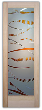 Front Door with a Frosted Glass Trails  Design for Semi-Private by Sans Soucie Art Glass