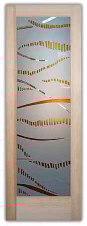 Interior Door with a Frosted Glass Trails Abstract Design for Semi-Private by Sans Soucie Art Glass
