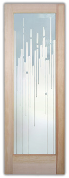 Private Interior Door with Sandblast Etched Glass Art by Sans Soucie Featuring Trickle Geometric Design