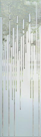 Door Glass Insert showcasing a Frosted Glass Geometric Design with Sandblast Etched Glass Art by Sans Soucie Trickle Design