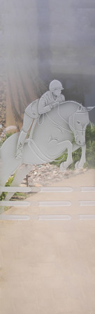 Interior Glass Insert featuring a Frosted Glass Traditional Design Sandblast Etched Glass Triple Jump Design by Sans Soucie