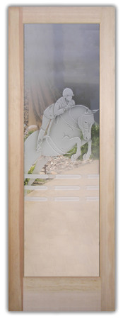 Interior Door featuring a Frosted Glass Traditional Design Sandblast Etched Glass Triple Jump Design by Sans Soucie