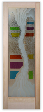 Interior Door with Frosted Glass Abstract Triptic Primary Design by Sans Soucie