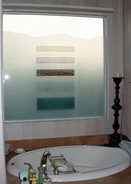 Window with Frosted Glass Abstract Triptic Tiles Design by Sans Soucie