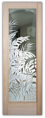 Front Door with a Frosted Glass Tropical Paradise Tropical Design for Semi-Private by Sans Soucie Art Glass