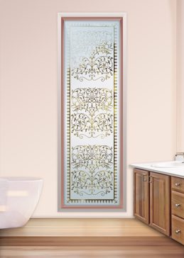 Art Glass Window Featuring Sandblast Frosted Glass by Sans Soucie for Semi-Private with Traditional Victorian Lace Design