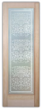 Art Glass Front Door Featuring Sandblast Frosted Glass by Sans Soucie for Private with Traditional Victorian Lace Design