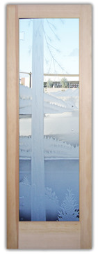 Front Door with a Frosted Glass Views thru the Pine Landscapes Design for Semi-Private by Sans Soucie Art Glass