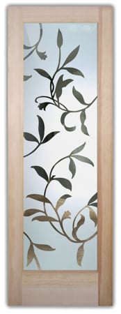 Front Door with a Frosted Glass Vines Large Foliage Design for Semi-Private by Sans Soucie Art Glass