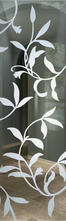 Door Glass Insert with a Frosted Glass Vines Large Foliage Design for Semi-Private by Sans Soucie Art Glass