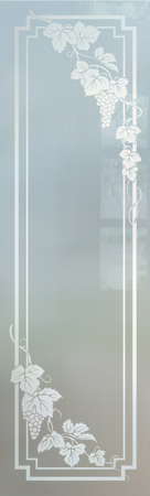 Interior Glass Insert featuring Frosted Glass Design Etched Glass by Sans Soucie Art Glass with Custom Grapes & Ivy Design Vineyard Grapes Cascade