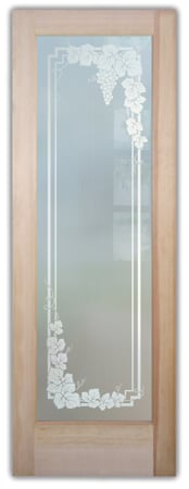 Interior Door featuring a Frosted Glass Grapes & Ivy Design Sandblast Etched Glass Vineyard Grapes Garland Design by Sans Soucie