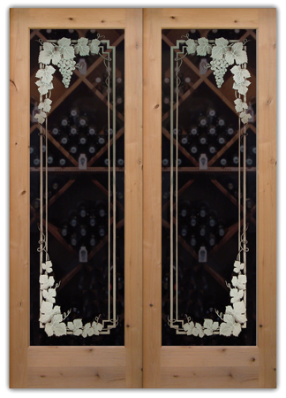 Wine Cellar Door with sandblast Frosted Glass Design Art Glass Featuring Sandblast Etched Glass by Sans Soucie