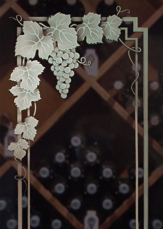 Wine Insert with sandblast Frosted Glass Design Art Glass Featuring Sandblast Etched Glass by Sans Soucie