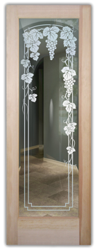 Custom-Designed Decorative Interior Door with Sandblast Etched Glass by Sans Soucie Art Glass Handcrafted by Glass Artists