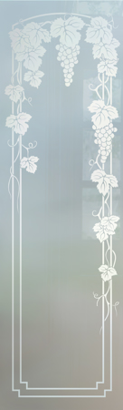 Interior Glass Insert with a sandblast Frosted Glass Grapes & Ivy Design Custom-Designed Decorative Etched Glass