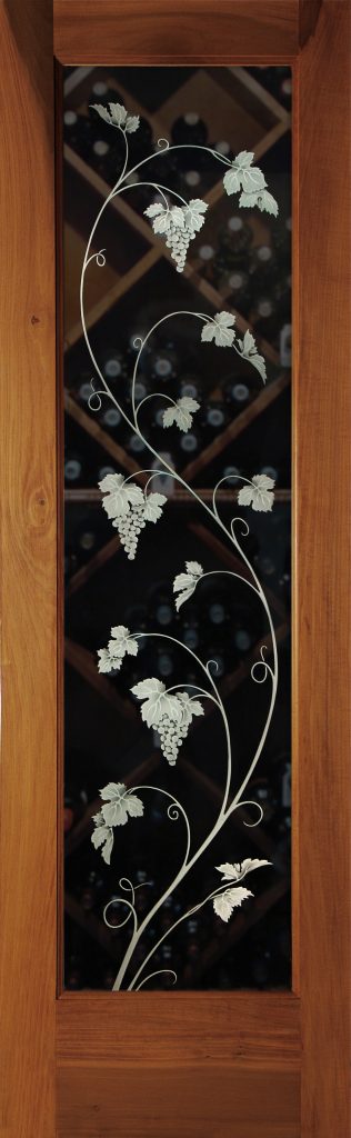 wine cellar door glass etched unfurled