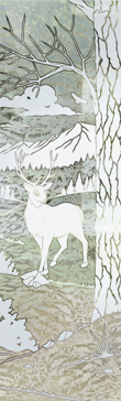 Interior Insert with Frosted Glass Wildlife Wandering White Tail Design by Sans Soucie