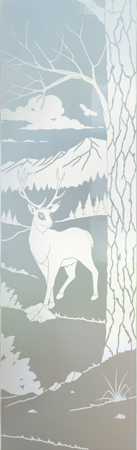 Door Glass Insert with Frosted Glass Wildlife Wandering White Tail Design by Sans Soucie